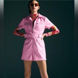 Avec Les Filles Vegan Pink Leather Romper 6